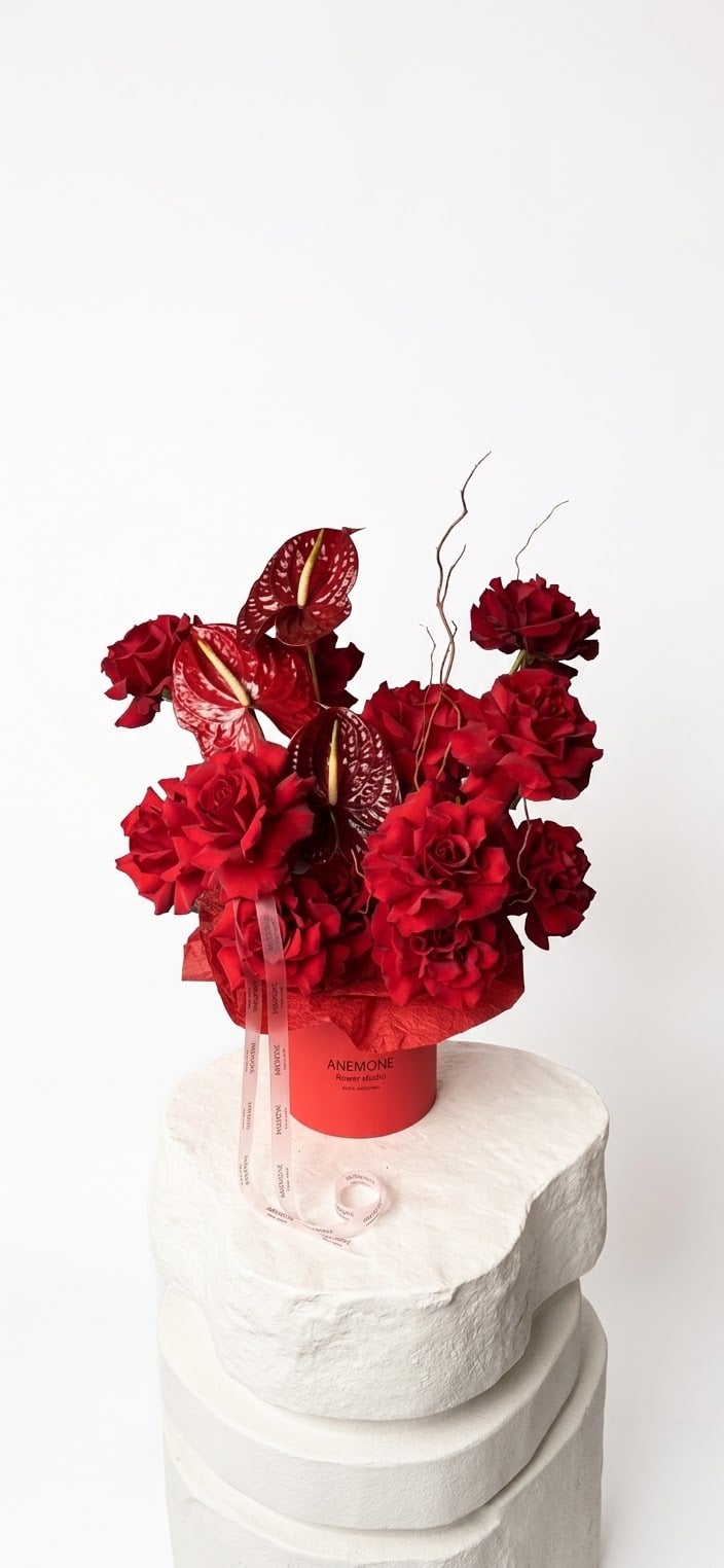 Bordeaux Queen Boxed Flower Arrangement — 1