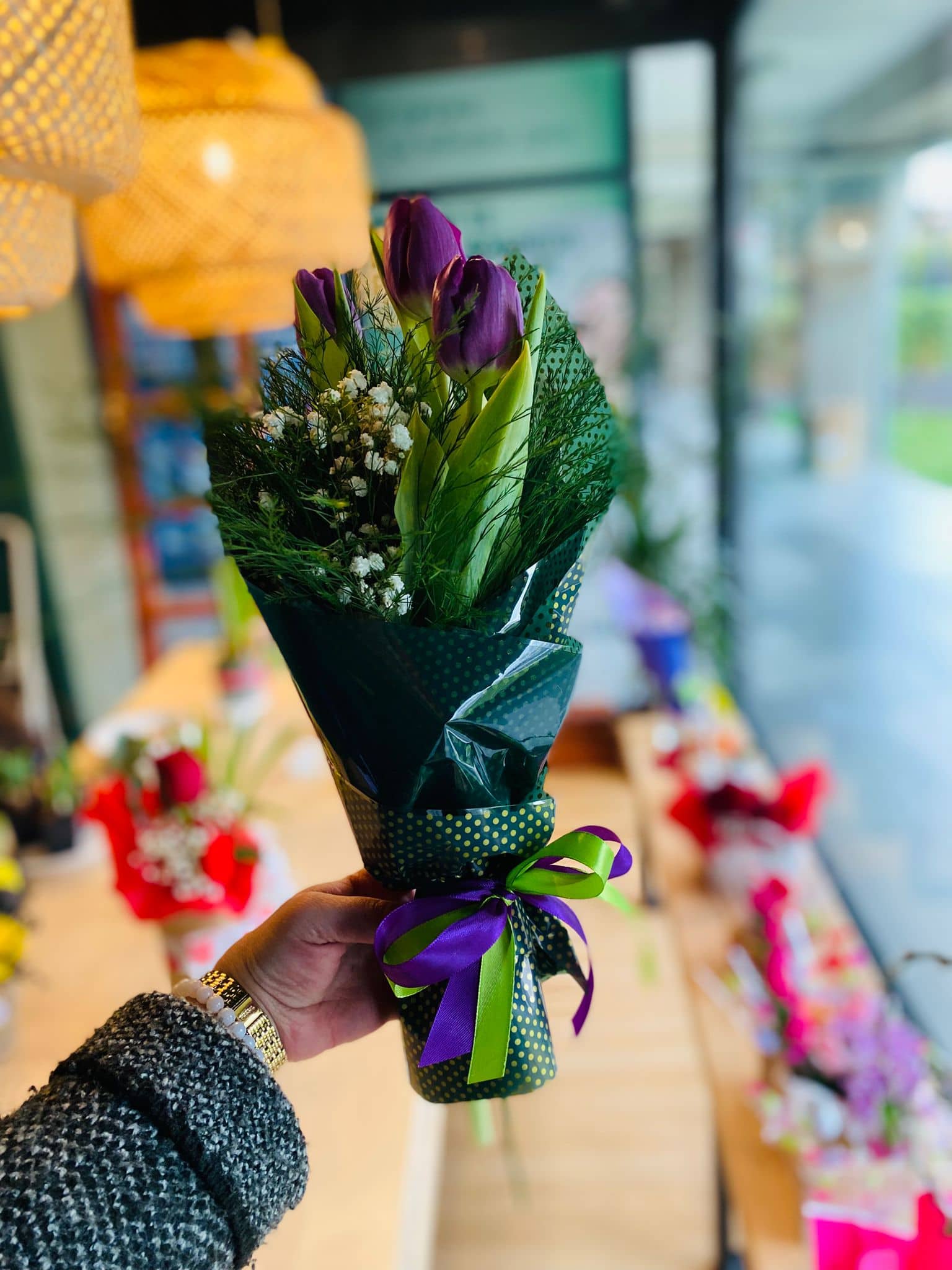 Elegant Bouquet with Purple Tulips — 2