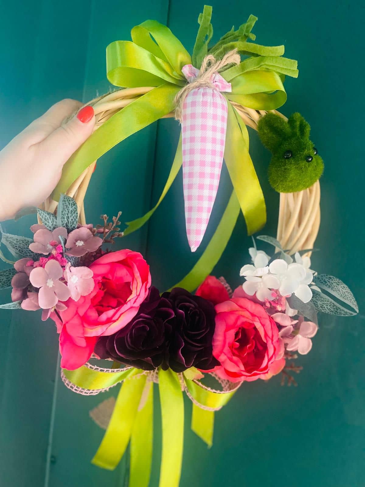 Decorative Spring Wreath with Bunny and Flowers — 2