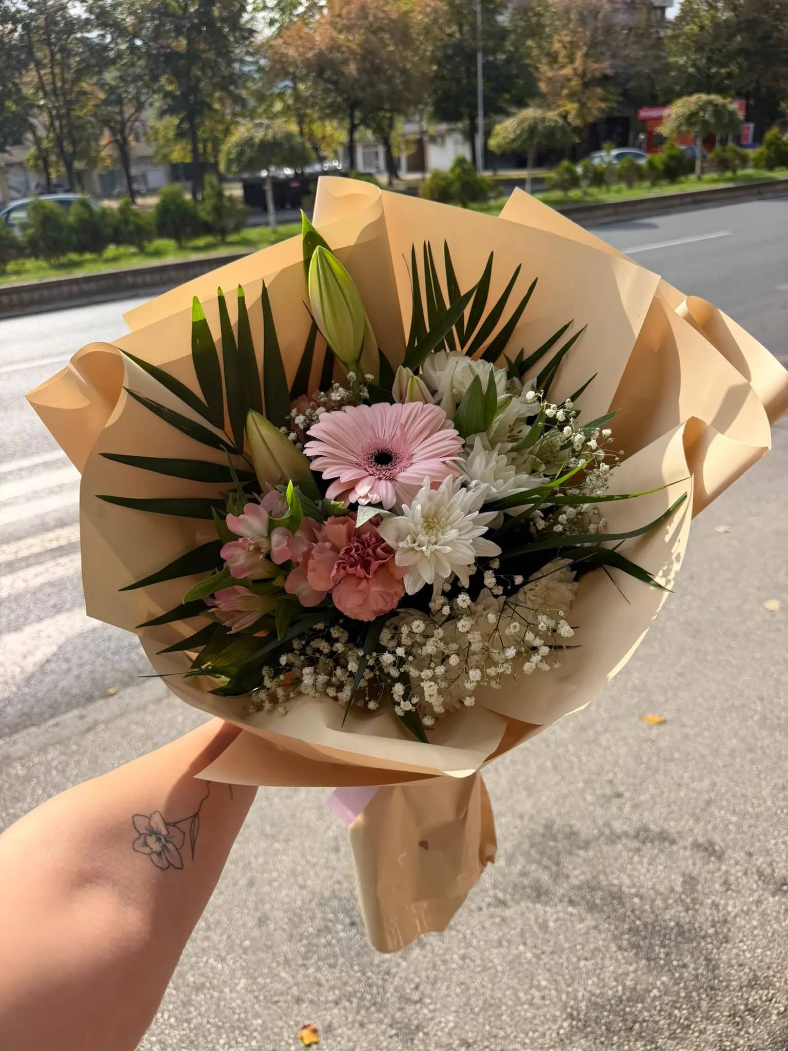 Pastel Pink Gerbera and Lily Bouquet — 2