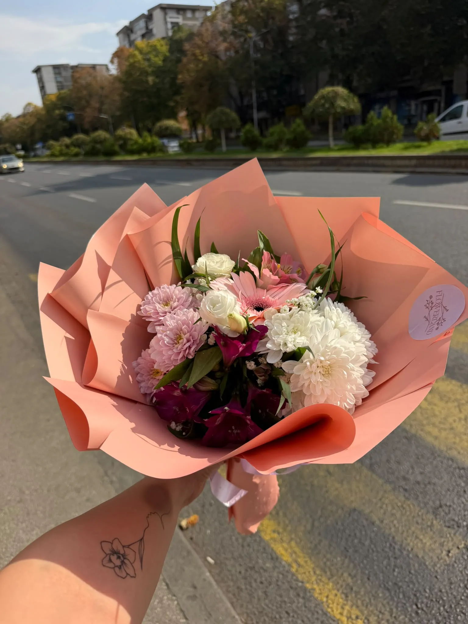 Delicate Pink and White Mixed Flower Bouquet — 2