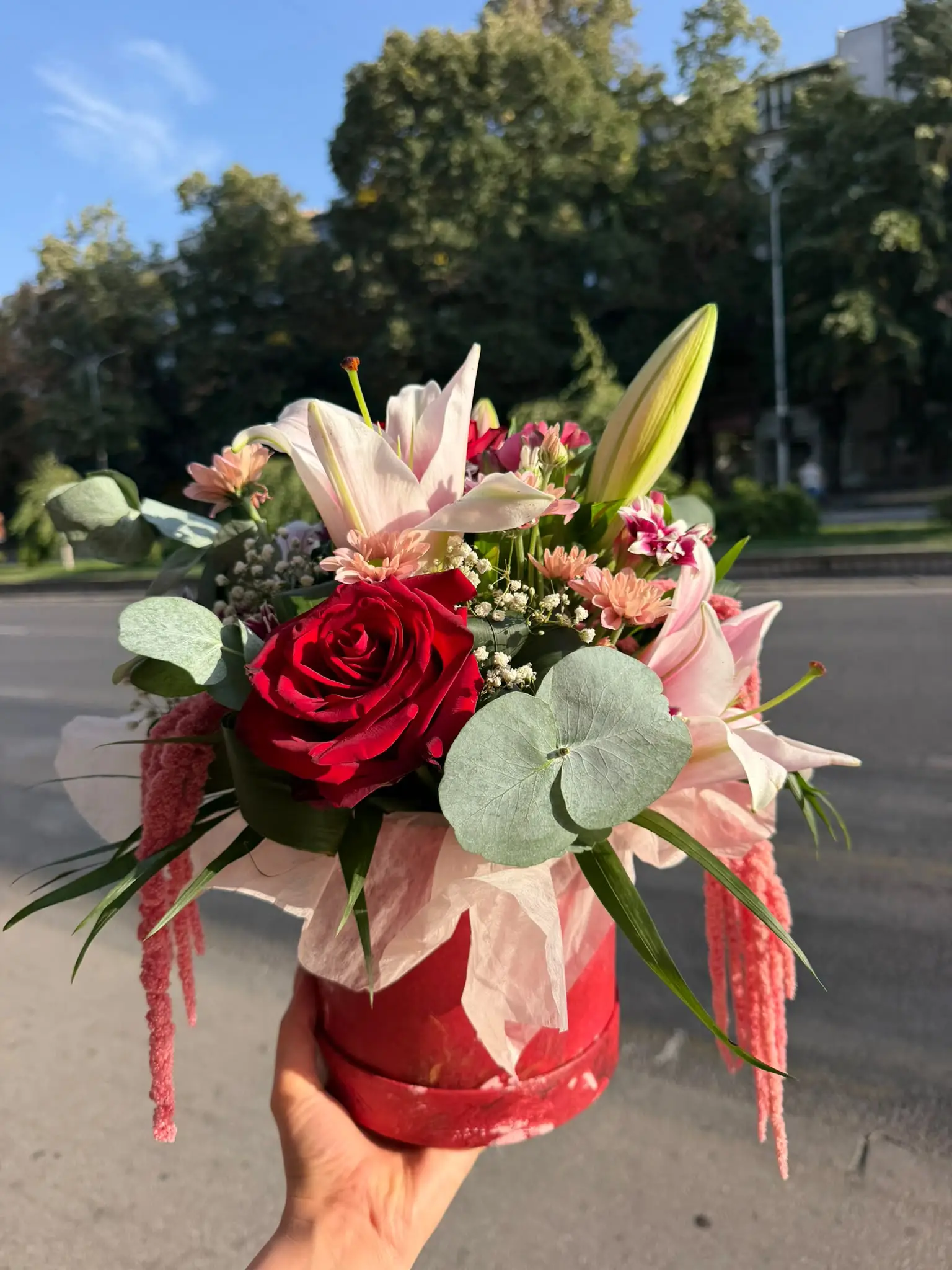 Red Rose and Pink Lily Flower Box — 2