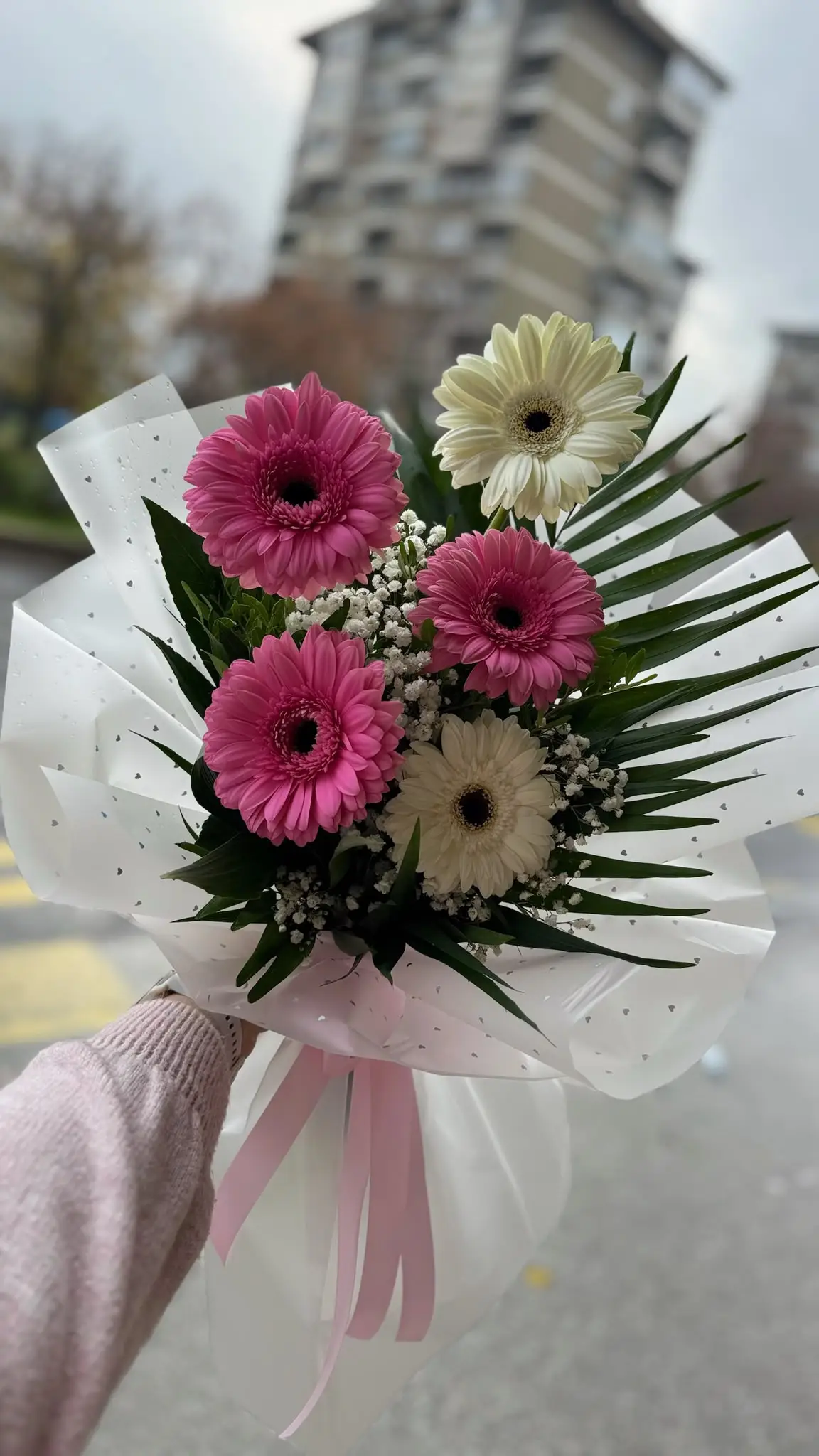 Pink and White Gerbera Daisy Bouquet — 2