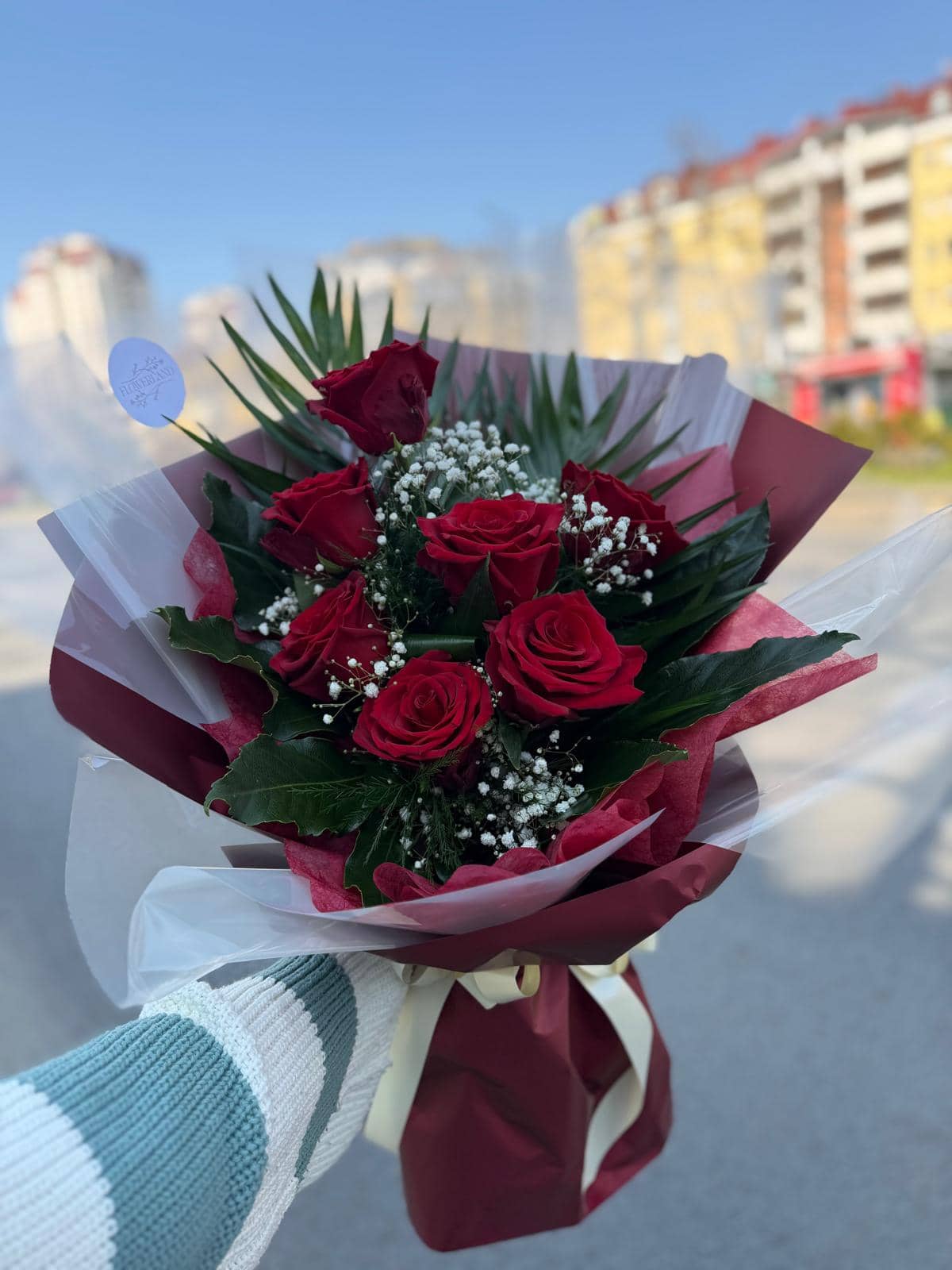 Classic Red Roses and Baby's Breath Bouquet — 2
