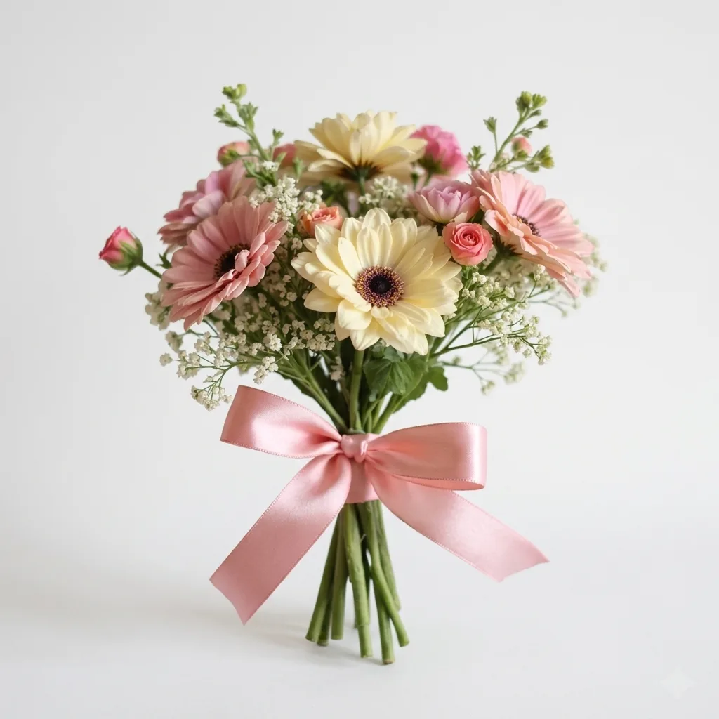 Pembe ve Krem Gerbera Buketi görseli