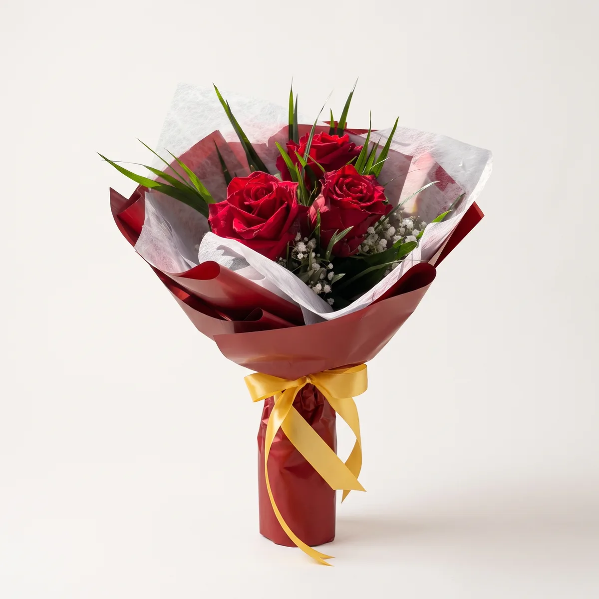 Red Roses Bouquet with Baby's Breath image