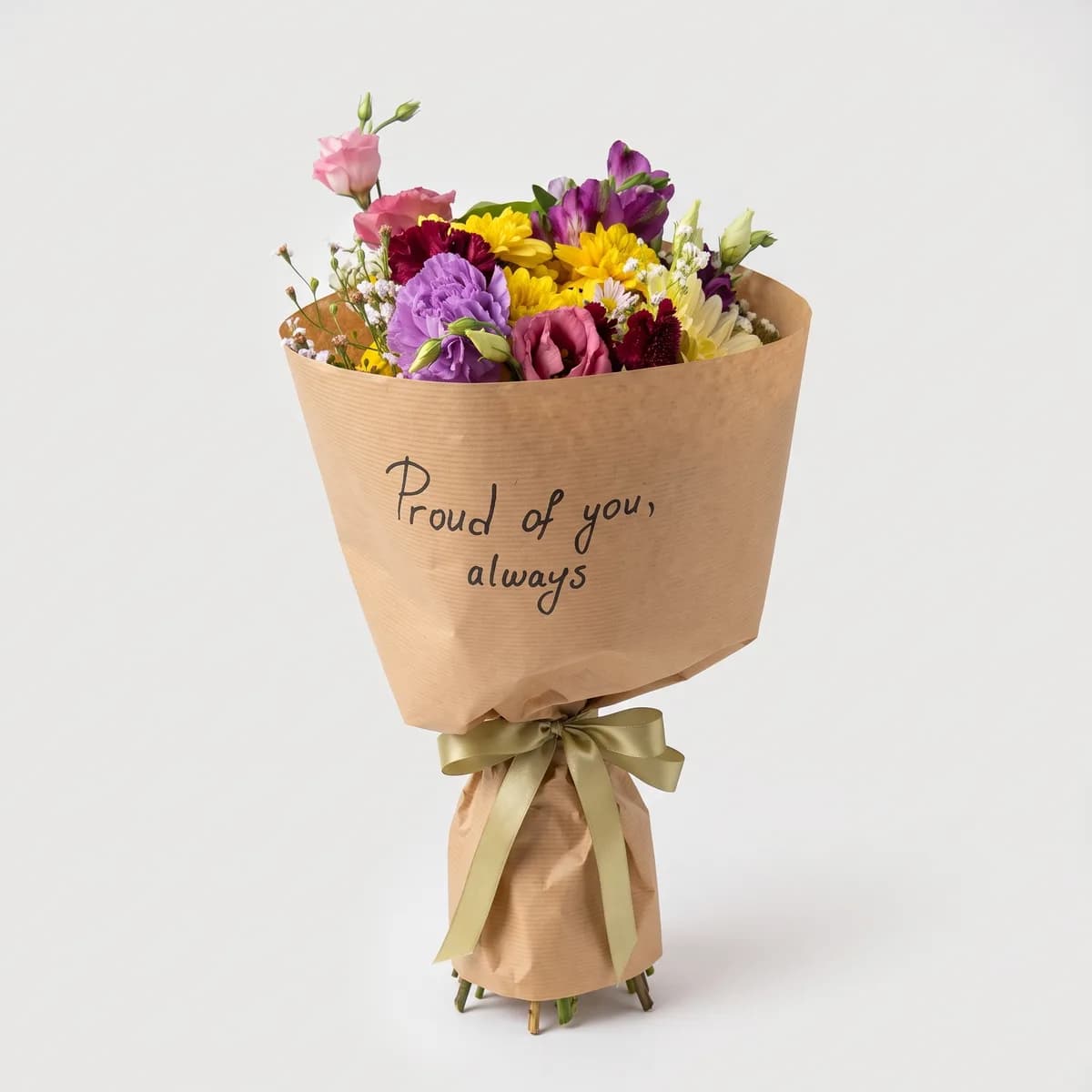 Vibrant Mixed Flower Bouquet in Kraft Wrap image