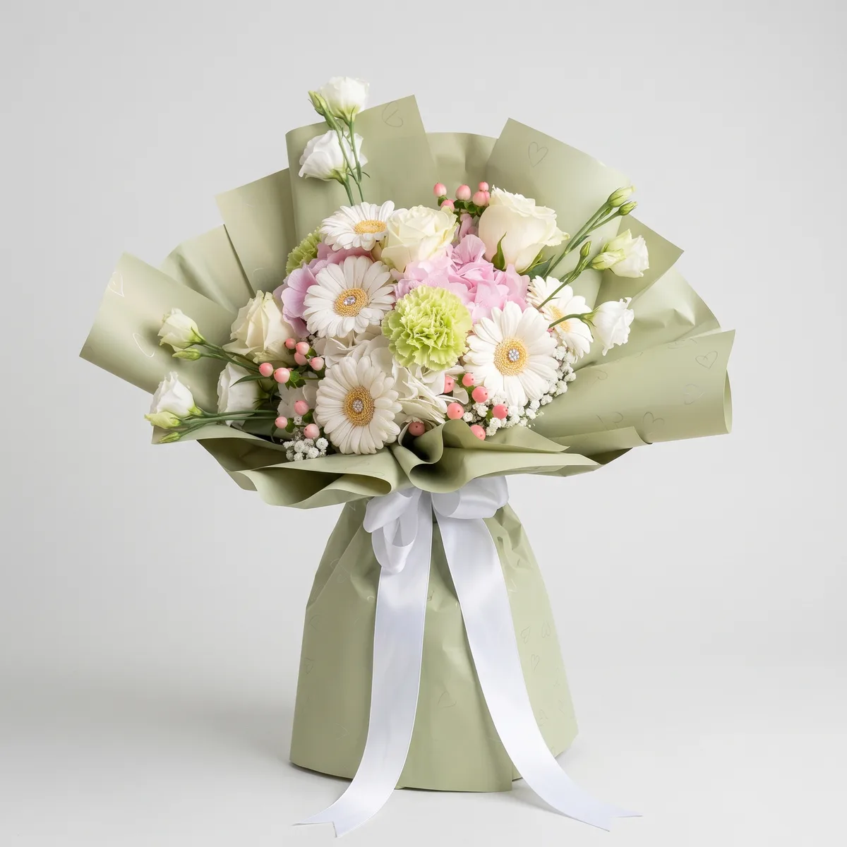 White Gerbera and Pastel Mixed Bouquet image