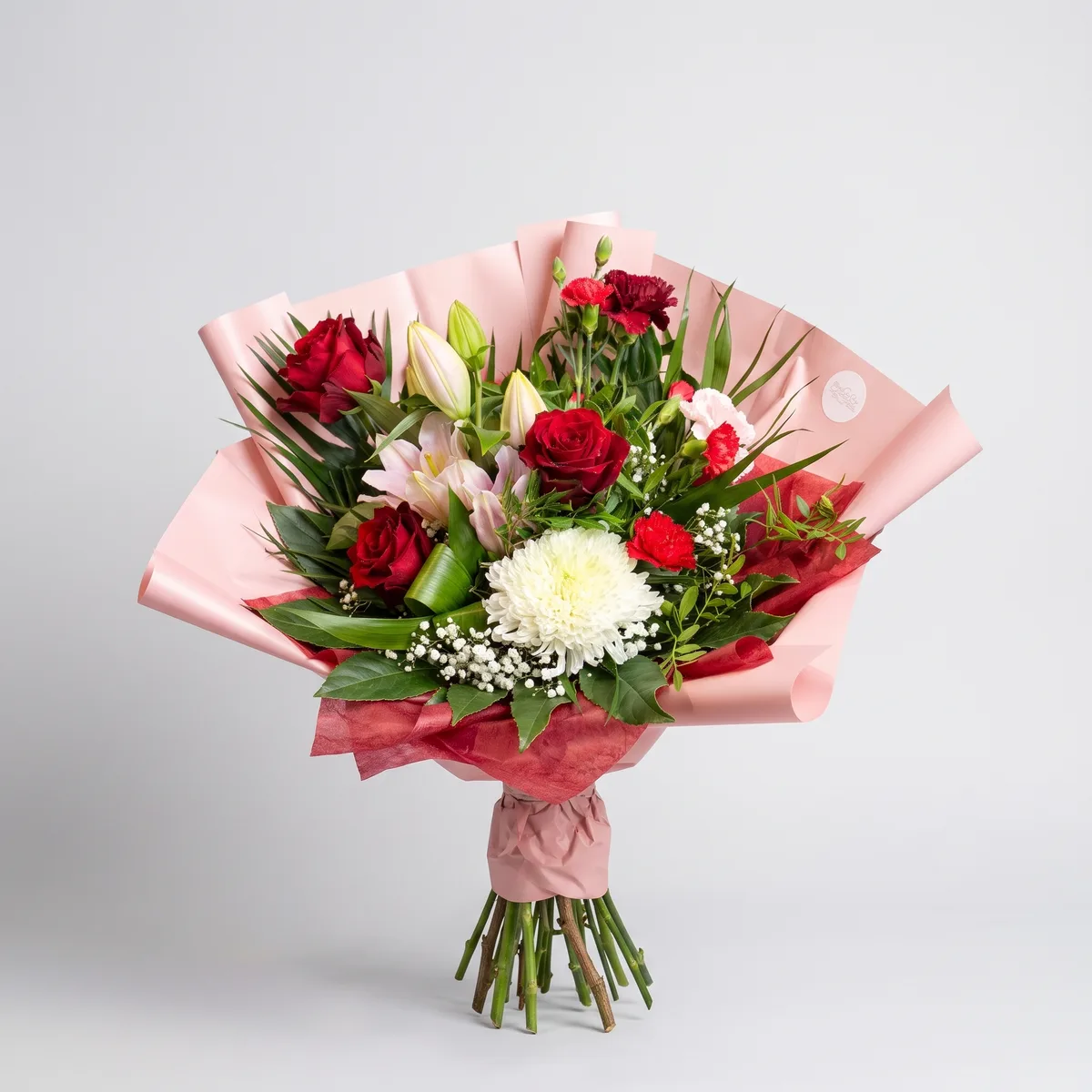 Red Roses Lilies Mixed Flower Bouquet — 1