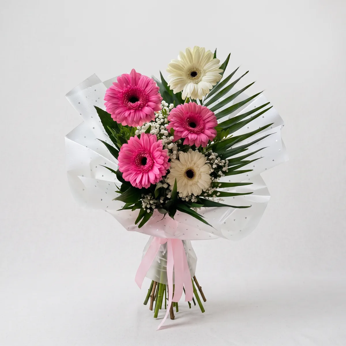 Pink and White Gerbera Daisy Bouquet — 1