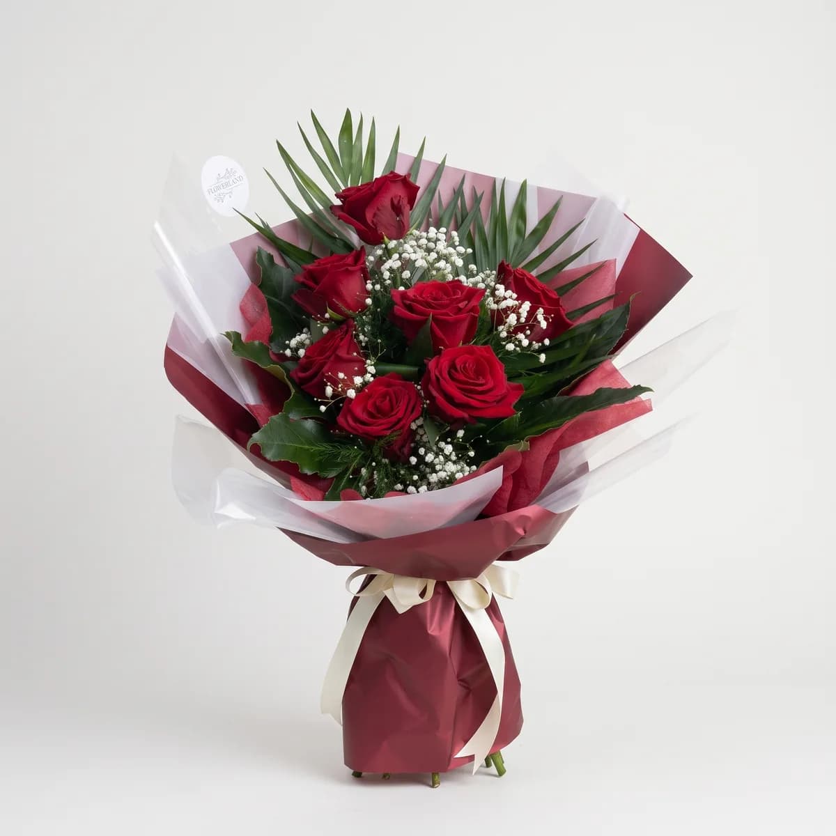 Classic Red Roses and Baby's Breath Bouquet image