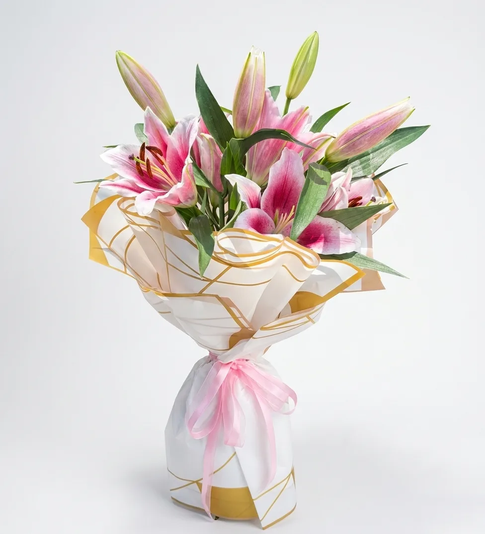 Bouquet of Exotic Pink Lilies image