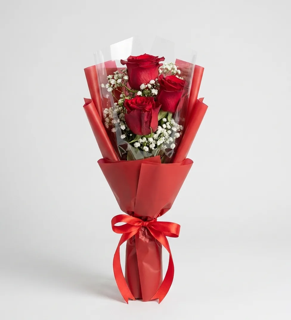Mini bouquet with 3 red roses image