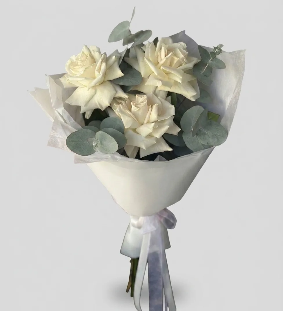 White Elegance Bouquet with Eucalyptus — 1