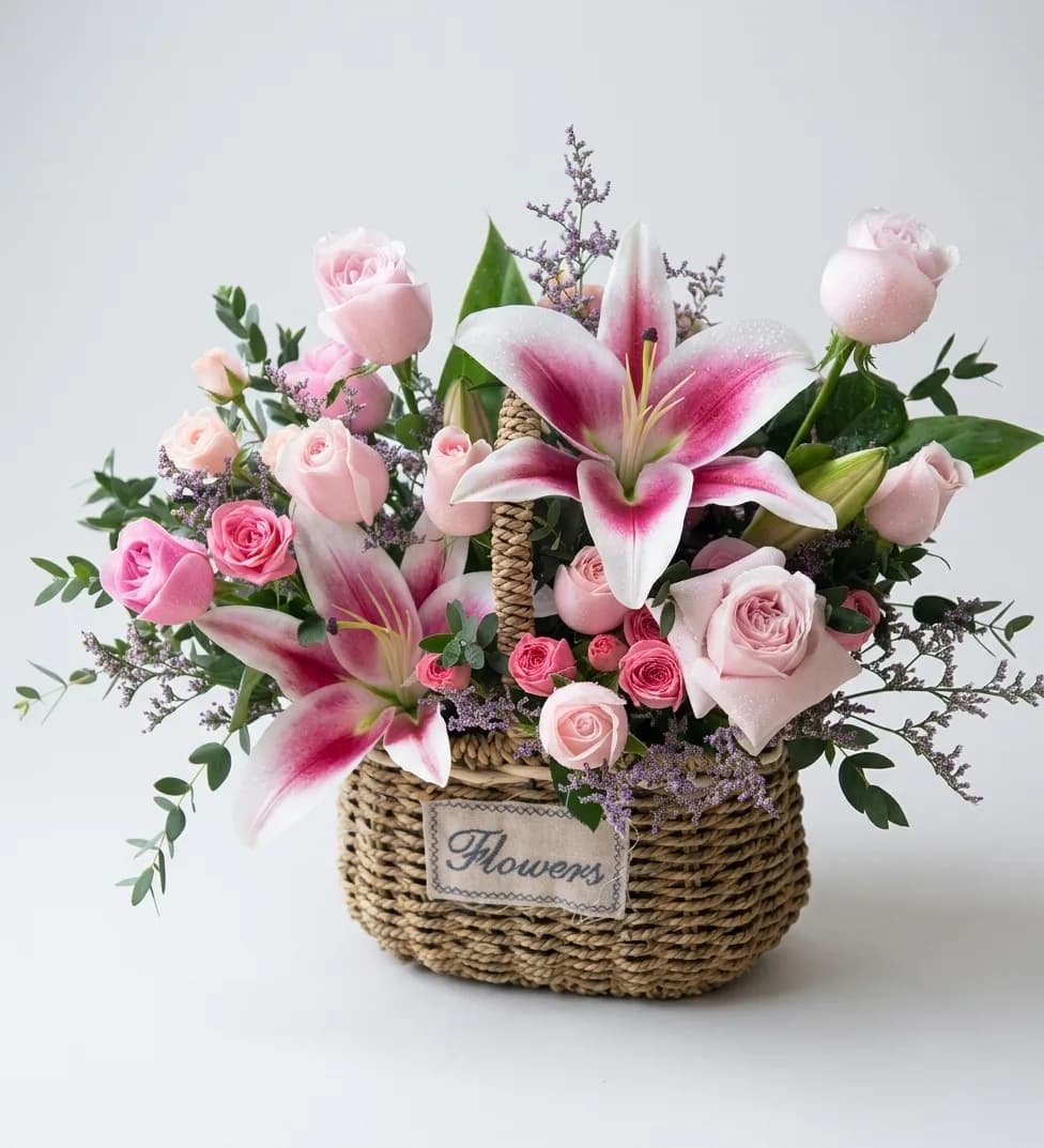 Luxurious Basket with Mixed Flowers image