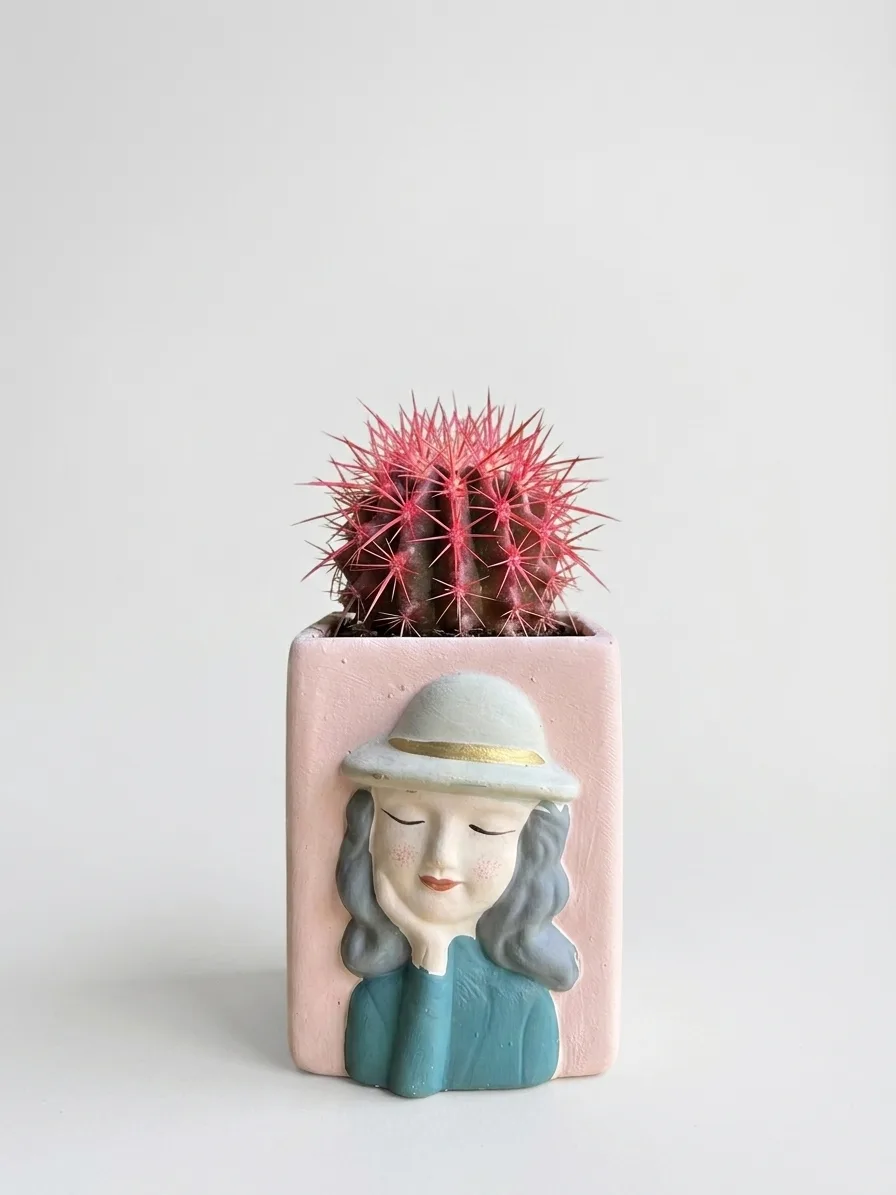 Cactus in "Girl with a Hat" Decorative Pot — 1
