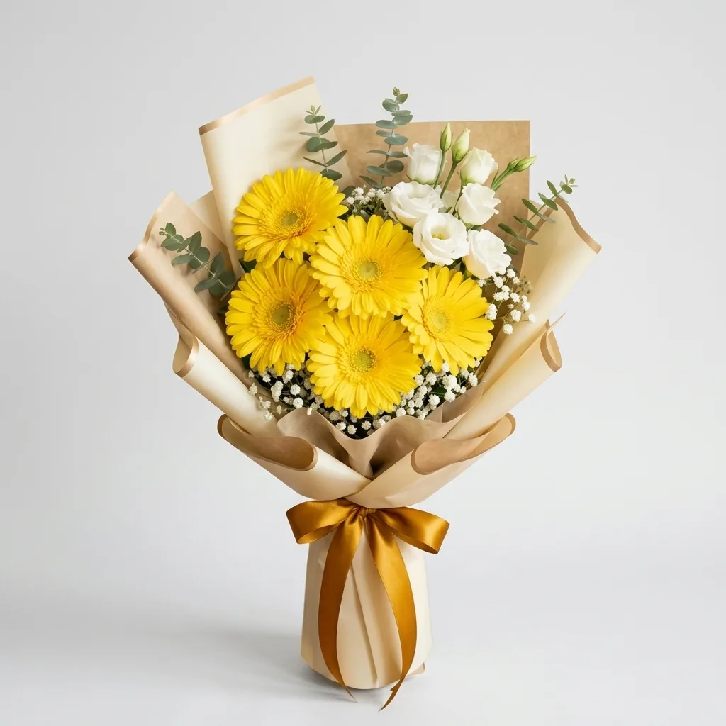 Beyaz Eustoma ile Sarı Güneş Işığı — 1