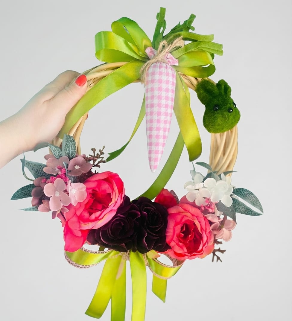 Decorative Spring Wreath with Bunny and Flowers — 1