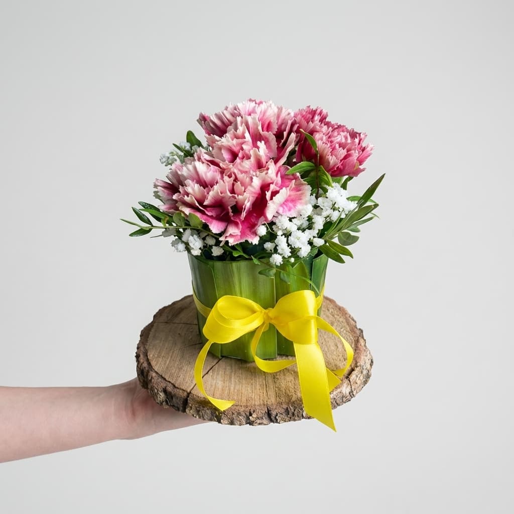 Слика на Розов Ужиток – Цветен аранжман со каранфили