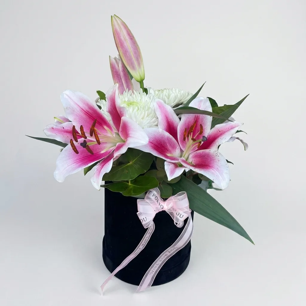 Delicate Lilies and Chrysanthemums image