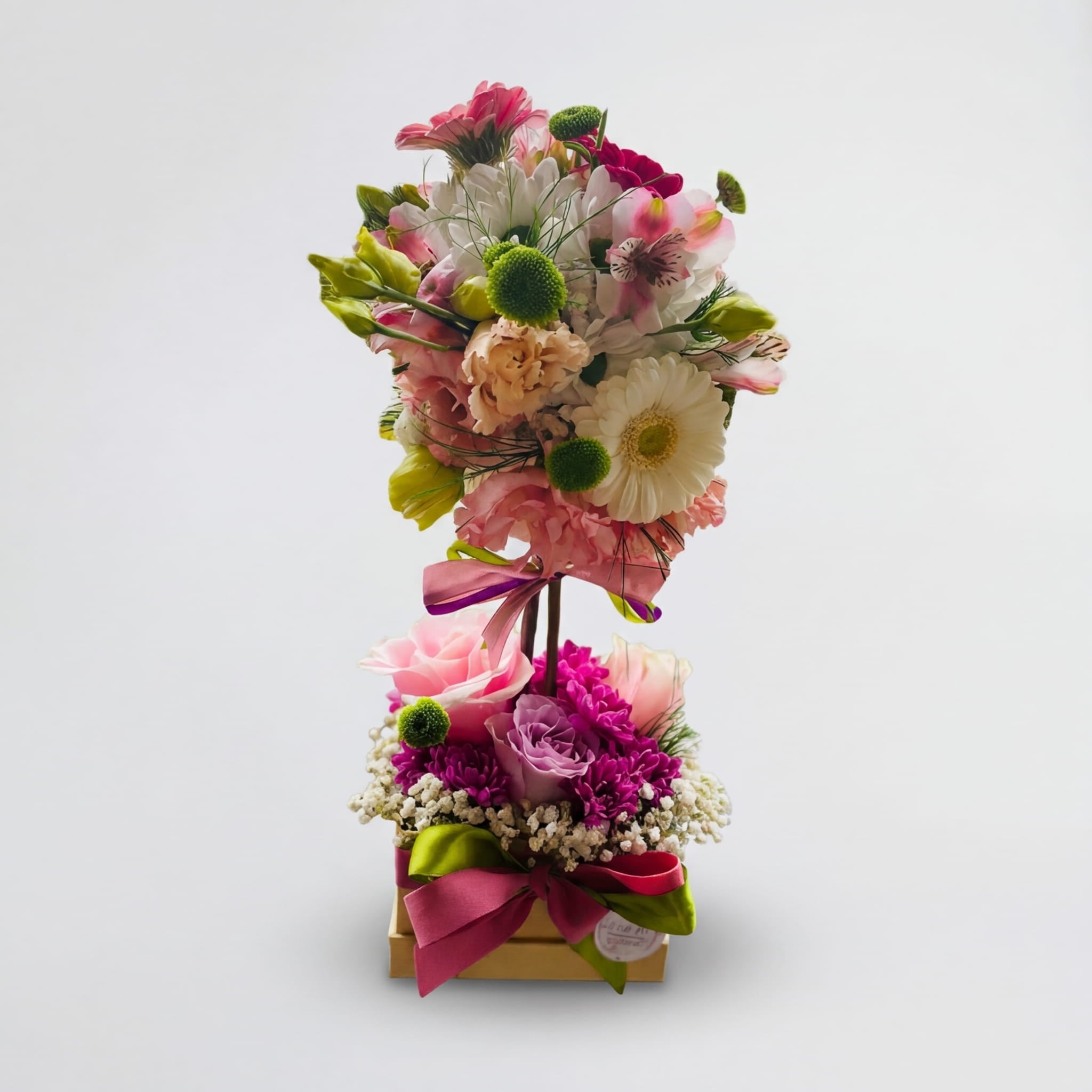 Güller, Gerberalar ve Alstroemeria ile Lüks İki Katlı Aranjman — 1